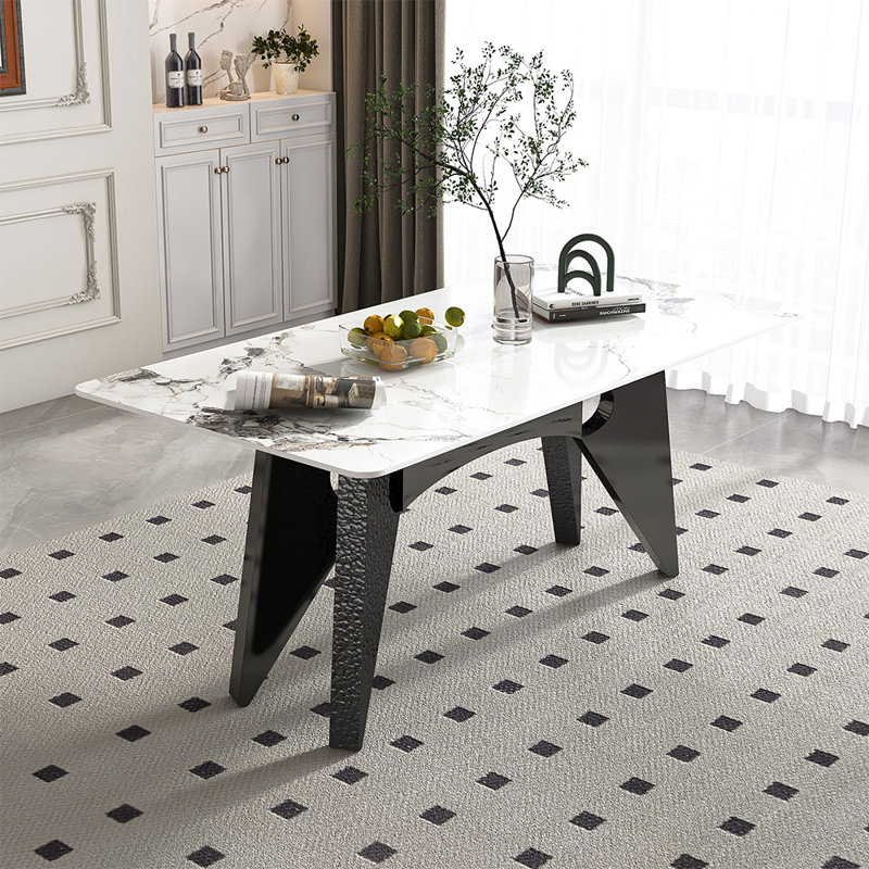 Hutto Rectangular Marble Dining Table, 30"H x 79"L x 35.4"W