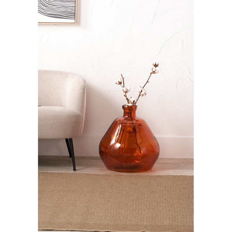 Handmade Glass Floor Vase, Orange