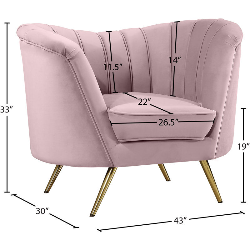 fauteuil demi-tonneau Koger, Velours rose