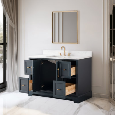 Vannes 48" Single Sink Freestanding Bathroom Vanity with Engineered Marble Top