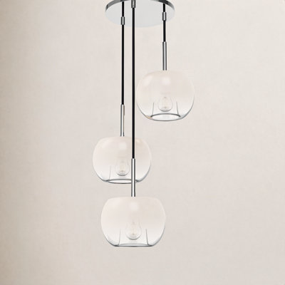 Samar 3 Light Glass Steel Pendant