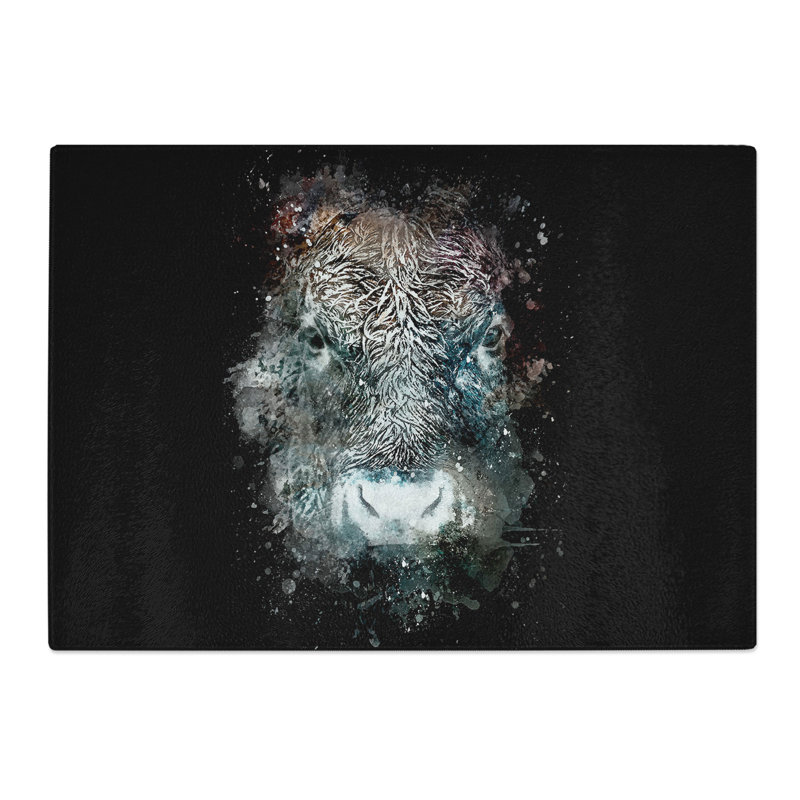 Tempered Glass Colourful Bull Cow Chopping Board, 20 cm x 28.5 cm