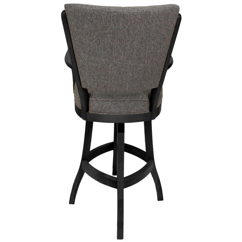 Très grand tabouret pivotant en bois Irminger, Gris Mojave / cadre gris foncé, Tabouret de bar (siège d'une hauteur de 30 po)