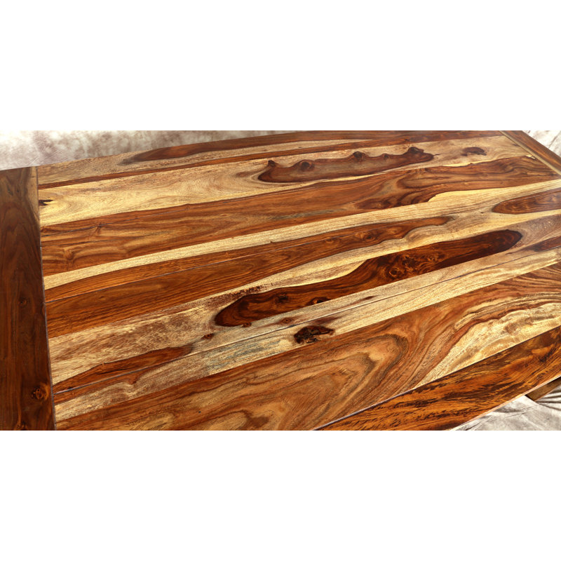 Traci 37 " Extendable Sheesham Rectangular Solid Wood Top with Solid Wood Base Dining Table