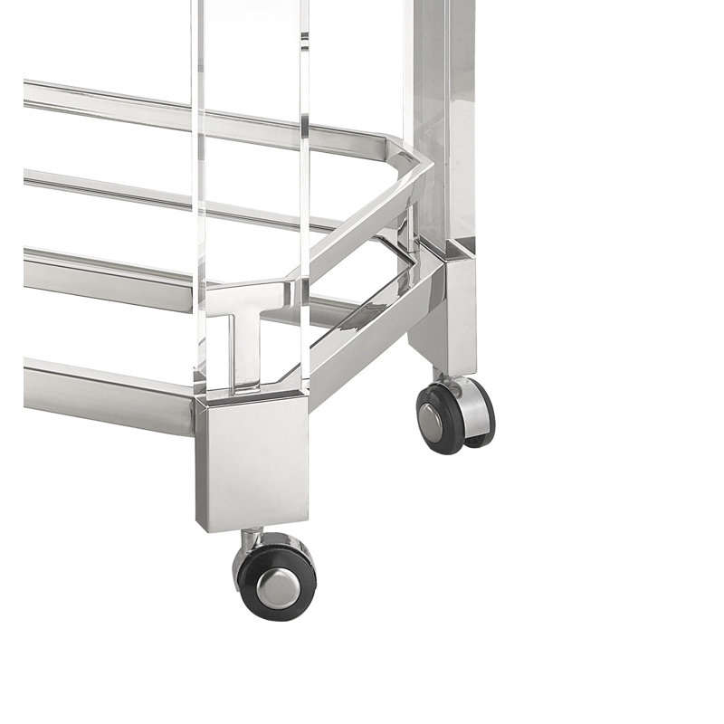 Chariot-bar en acrylique transparent et chrome Chester