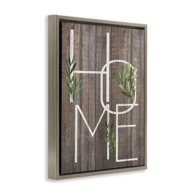 Rustic Entryway Letters Gray Framed Floater Canvas Wall Art, design by Kim Allen
