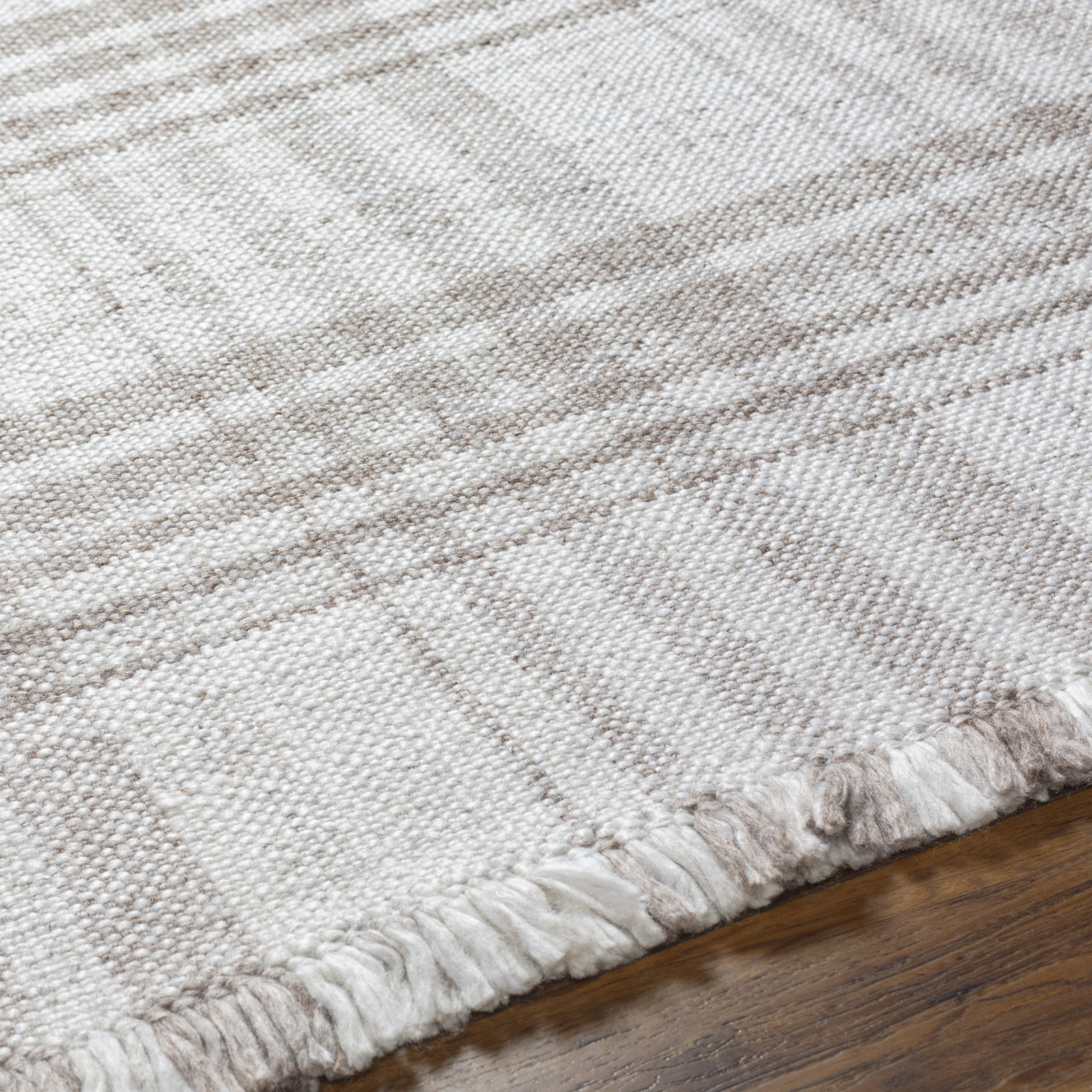 Cay Hand-Woven Taupe Plaid Rug, Runner 2'6" x 8'
