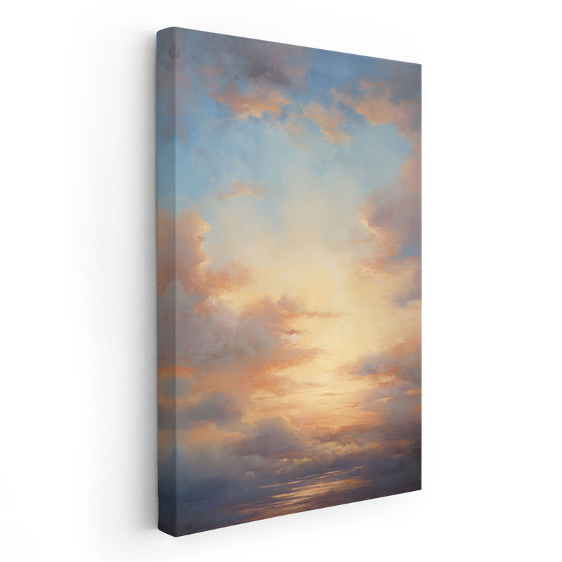 Impression de paysage nuageux, Toile avec cadre flottant noir, H 48 po x l 32 po x P 1,25 po