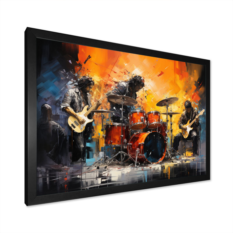 Rock Band In Action I - Dance, art mural, H 30 po x l 40 po x P 1,5 po, Cadre simple noir
