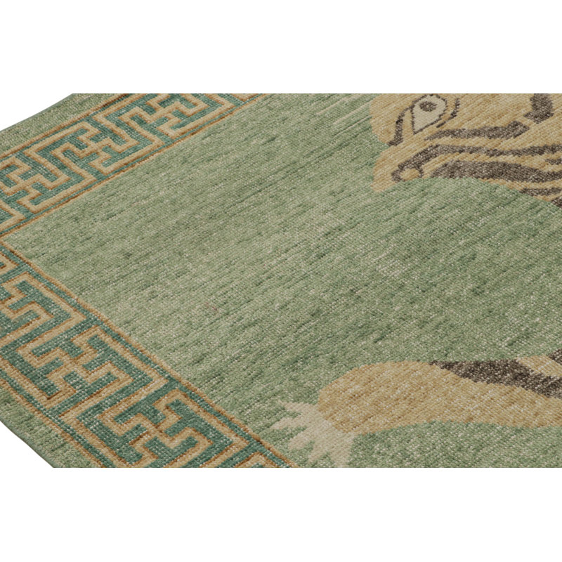 Distressed Homage Hand Knotted Wool Animal Print Area Rug, Rectangle 10' x 14'