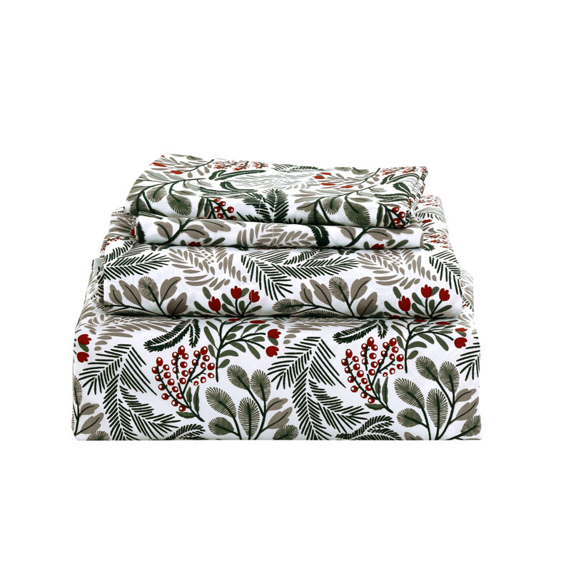 Ensemble de draps 3 pièces pin, Ensemble de draps pour lit simple avec 1 taie d'or