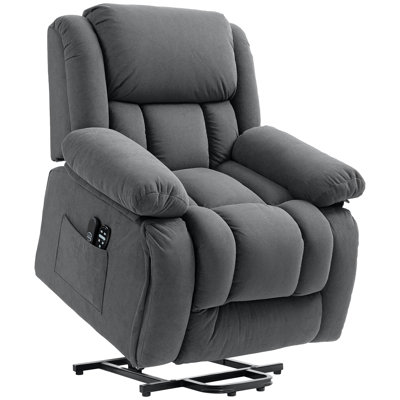 Power Lift Recliner Chair for Elderly with Vibration Massage and Heat, Overstuffed Fabric Lift Chair Sofa with Remote Control, USB Port, Side Pockets, Pocket Spring