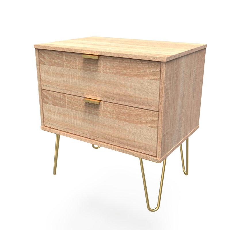 Beranda 58cm W Manufactured Wood Bedside Table, Bardolino Oak