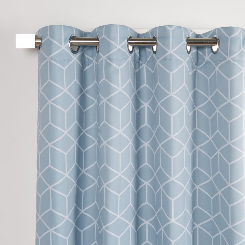 Kamri Polyester Room Darkening Curtain Panel Pair Single Panel, Blue, 52" W x 84" L