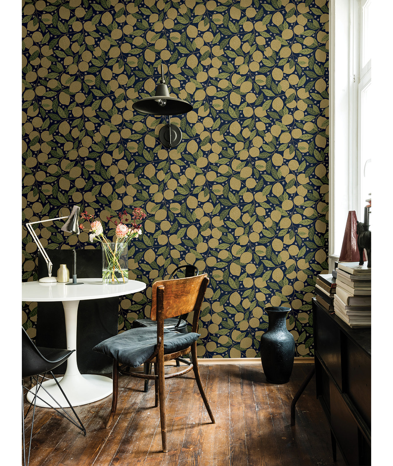 Aina Garden Fruit Wallpaper, Navy Blue