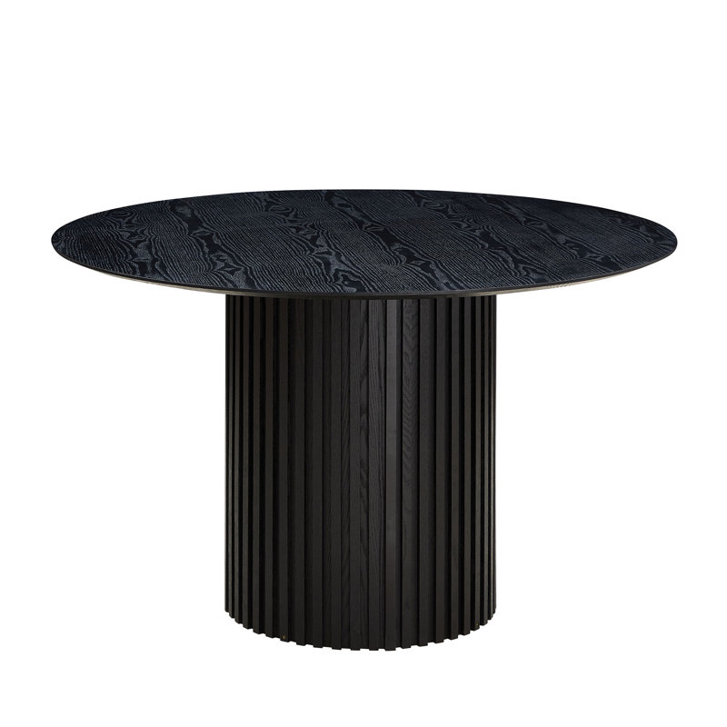 46.45 Inch MDF Dining Table For Dining Room Round Dinner Tables Mid-Century Modern Table BLACK, Black