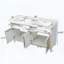 Meuble-lavabo double avec lavabos SMC, plateaux basculants et portes en rotin