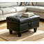 Repose-pieds de rangement en similicuir noir avec dessus capitonné et garniture cloutée-129207389
