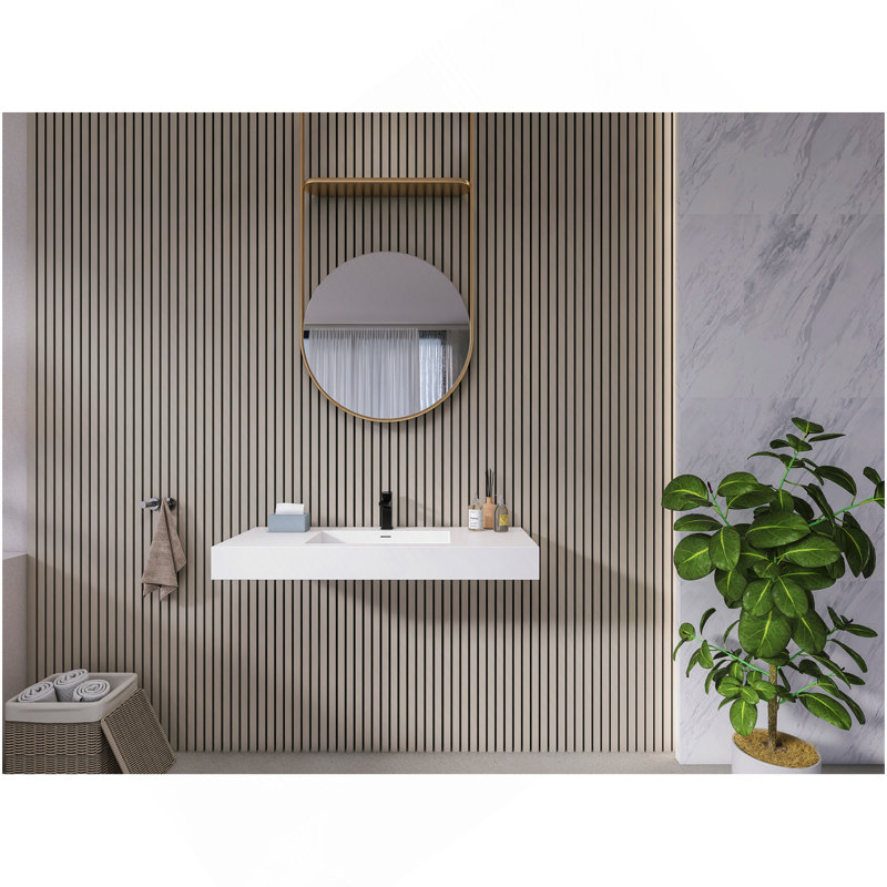 Lavabo de salle de bain rectangulaire en pierre 47,2 po