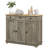 Sideboard With Solid Wood Countertop, Modern Kitchen Storage Cabinet, Coffee Bar Cabinet With 3 Drawers, Doors And Adjustable Shelf, Distressed-1662984838