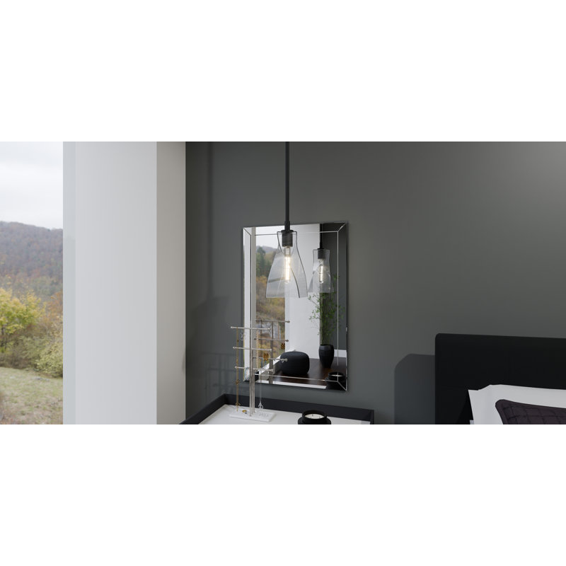 Stetson Matte Black and Clear Seedy Glass Mini Pendant Light