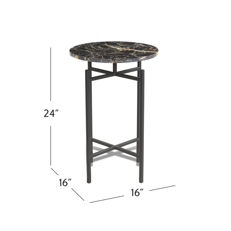 	Olive 24" Accent Table with Marble Top,