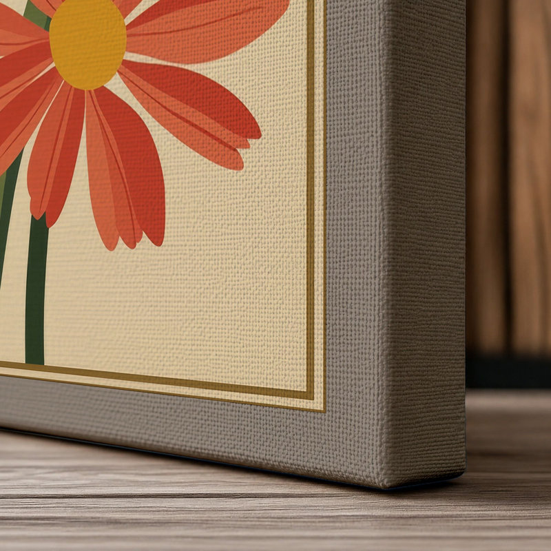 Daisy Specimens Study Botanical - Wrapped Canvas, 18x12 - 45.7 x 30.5 cm, Taupe Border