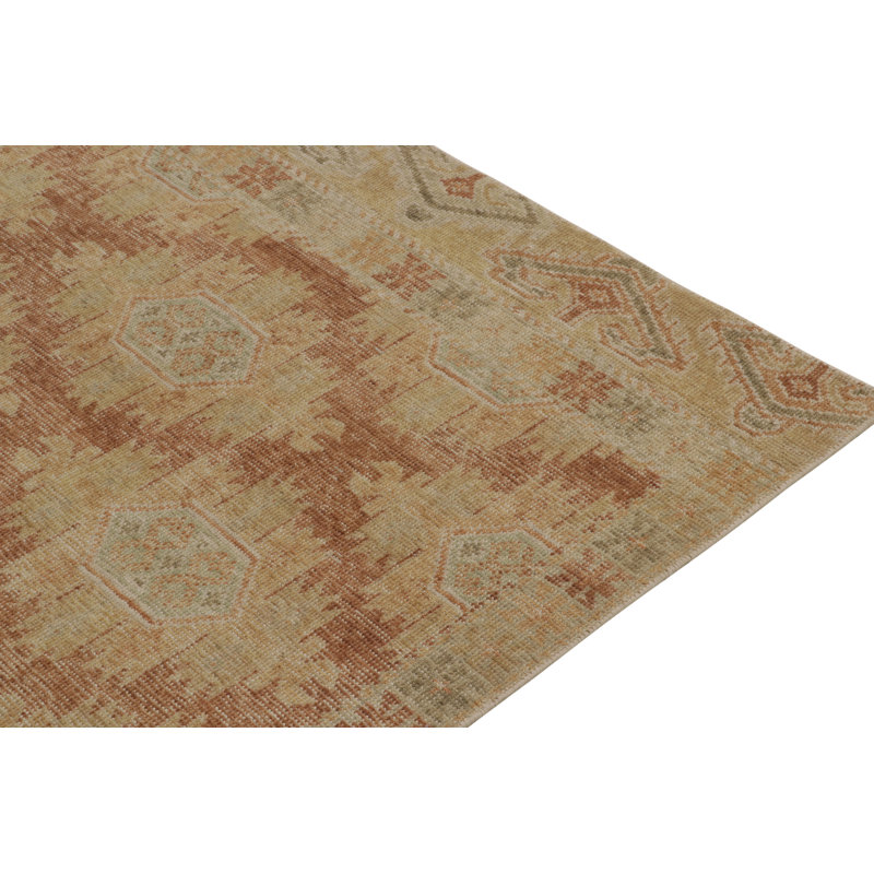 Distressed Homage Hand Knotted Wool Geometric Area Rug, Rectangle 12' x 15'