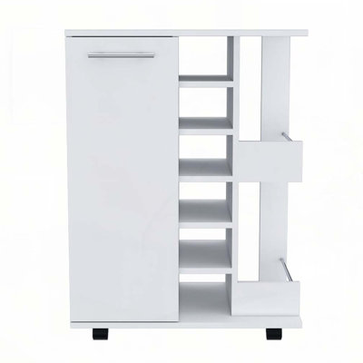 Bartlet 2-Shelf 6-Bottle Bar Cart with Division White