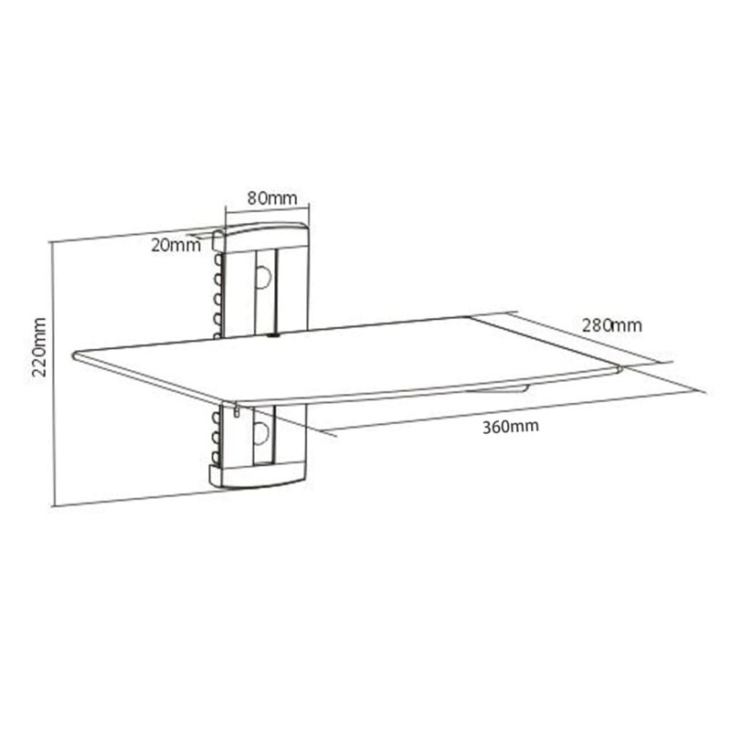 Glass 22cm H Wall Mounted Media Storage