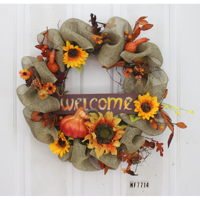 Faux Sunflower Silk 22'' Wreath