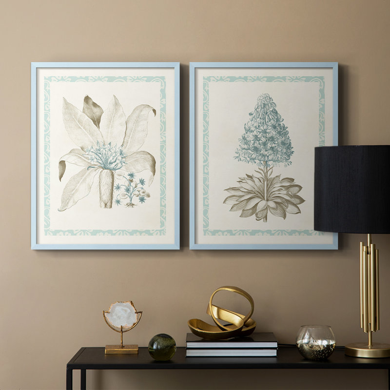 Reproduction encadrée Willow Blue Besler V-Premium - prête à être accrochée - aucun clou requis - aucun clou requis, Bleu