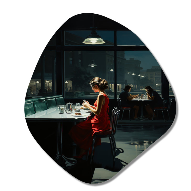 Chef-d'œuvre Nighthawks par Edward V - décoration murale irrégulière en forme de nébuleuse, H 28 po x l 25 po x P 1 po