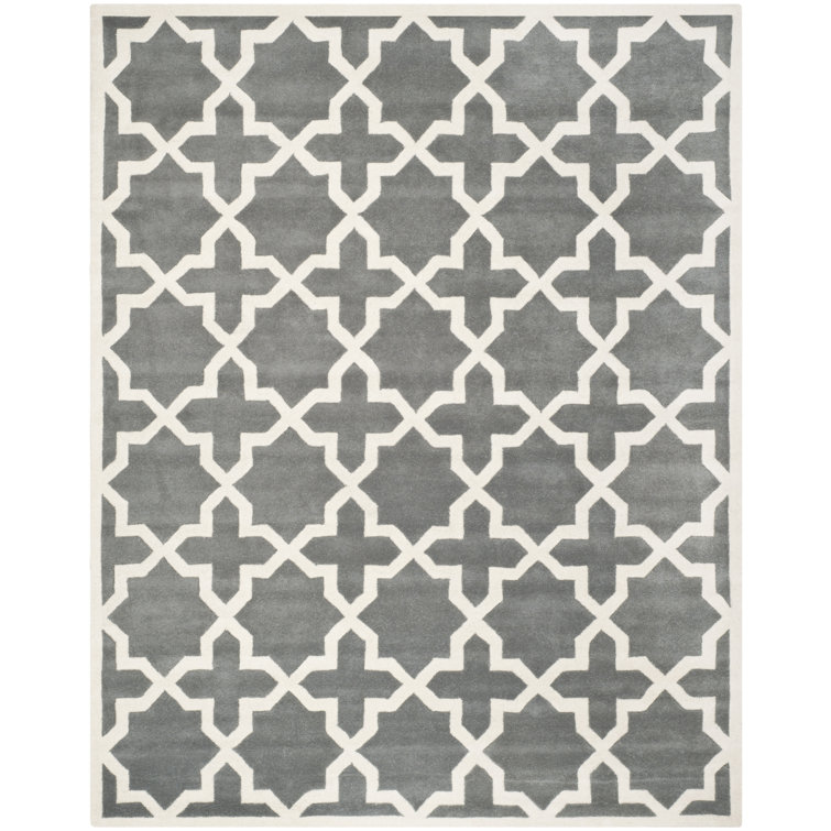 Tapis ivoire / mauve en laine touffeté à la main Deedgra