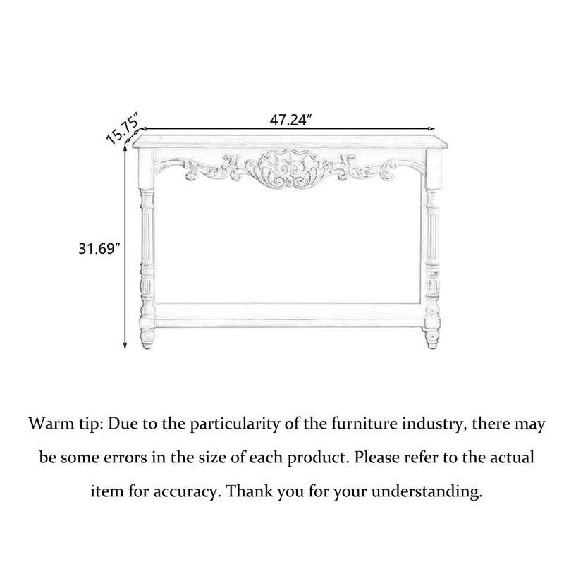 47.24" White Rectangular Solid + Manufactured Wood Console Table