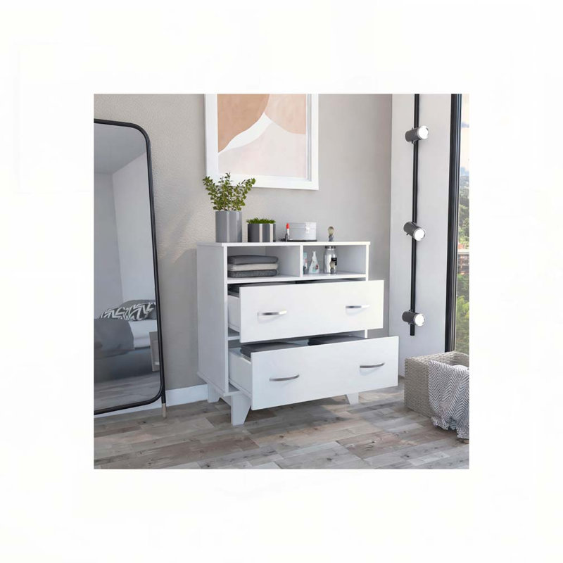 Commode double 8 tiroirs l 32 po, Blanc