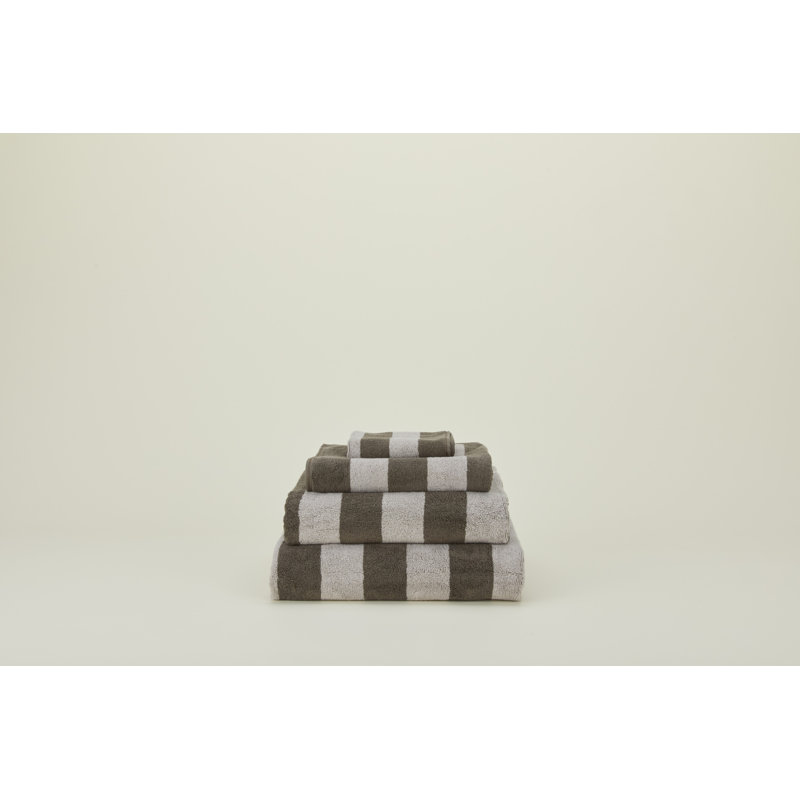 Simple Striped Terry Bath Towel, Bath Sheet - 1 Pack, Olive/Sage