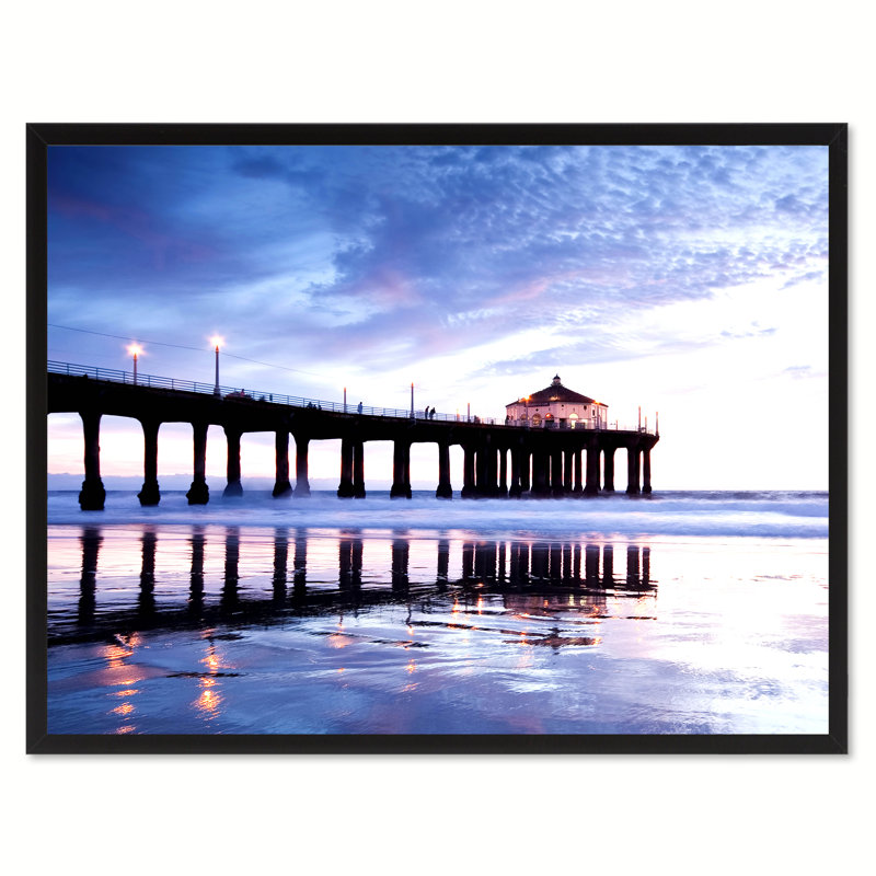 «Manhattan Beach California Blue Landscape», reproduction de photo sur toile avec cadre, 13 x 17, H 28 po x l 37 po