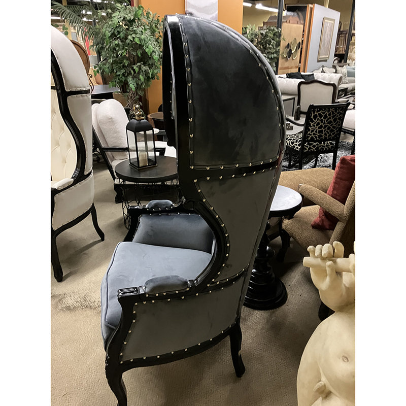 Keavie Upholstered Accent Chair, Black, Gray Polyester