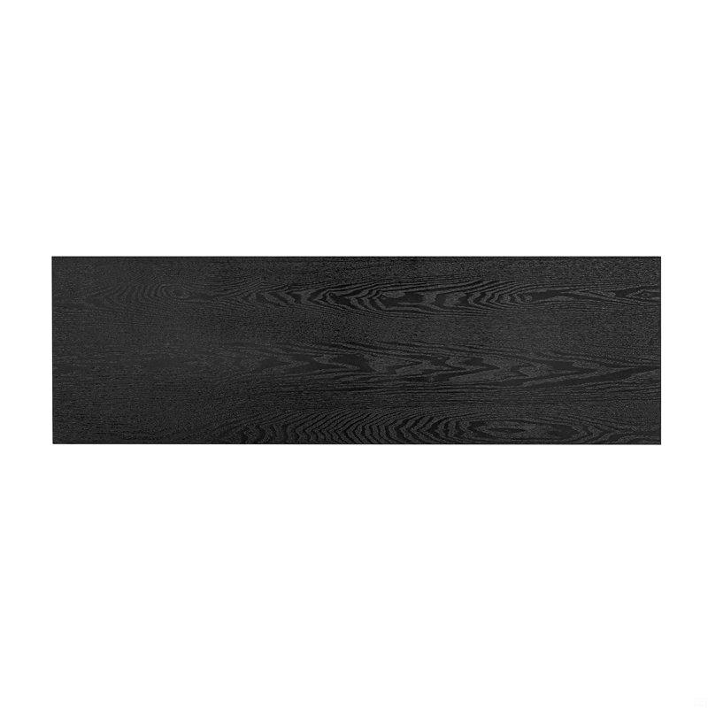 Ash Veneer Console Table, Classic Striped Design, With 2 Drawers & Open Shelf, Black