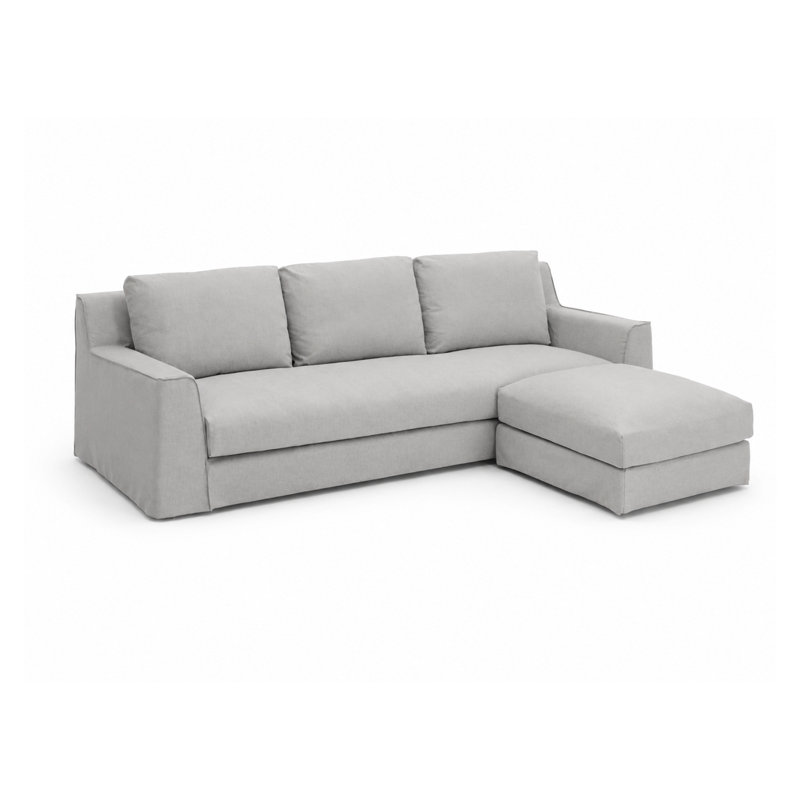 Canapé Ailey surdimensionné de 110 pouces avec housse amovible et lavable en une seule pièce et pouf inclus, 4, Gris