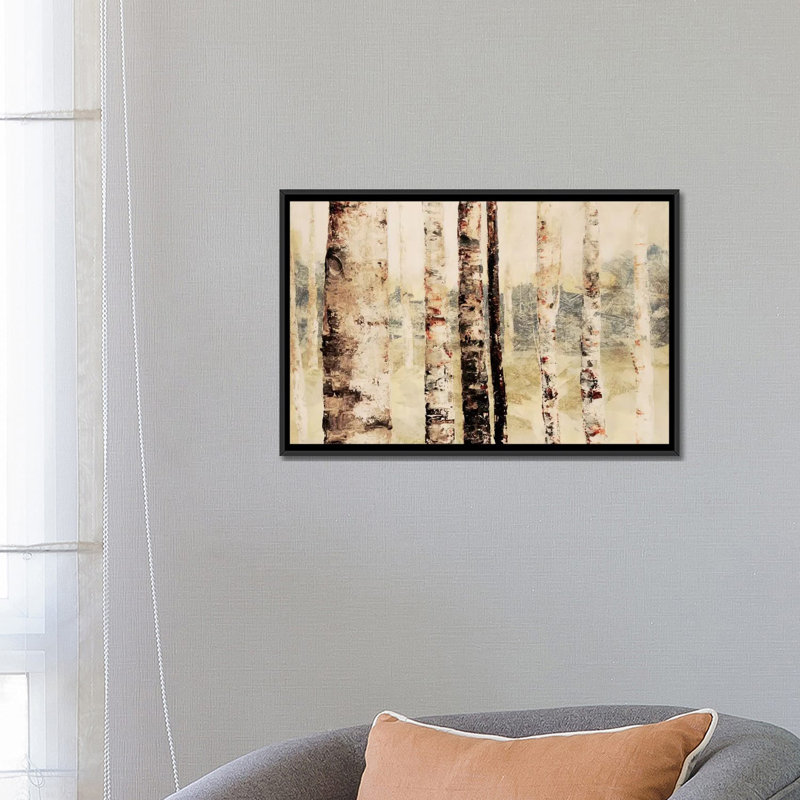 « forestières vi », impression sur toile, H 18 po x l 26 po x P 1,5 po, Toile avec cadre noir, Pas de tapis