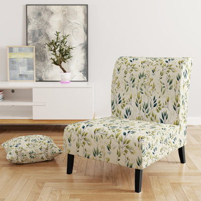 Fauteuil de chambre minimaliste à motif de fougères vertes minimalistes
