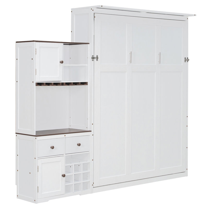 Grand lit escamotable avec armoire de rangement