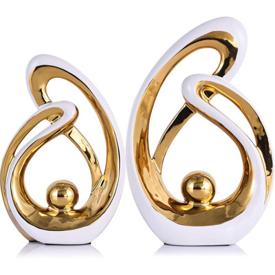 Home Decor Accent,Porcelain Art Mid Century Bookshelf Decorations, Centerpieces For Tables,Abstract Ceramic Statue Sculpture For Coffee Table Mantel Tv Stand Centerpieces (Large)