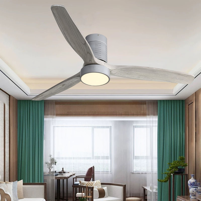 Ventilateur de plafond à 3 pales DEL Nicola, Argenté / pales grises