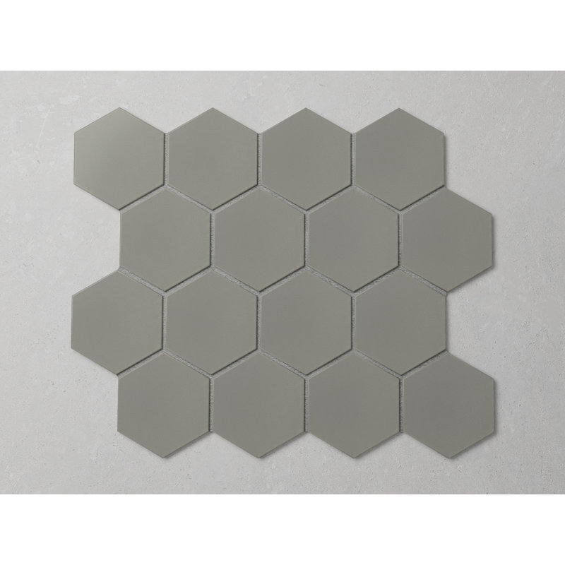 Gray Matte 2"x2" Hexagon Mosaic Tile- 11x13 Porcelain tile for Kitchen Backsplash & Bathroom Wall (Set of 20), Gray