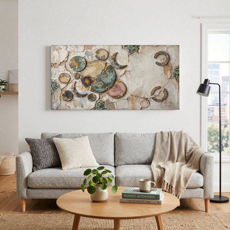 Ensemble d'une toile mosaïque abstraite, 48“W x 24”H, Wrapped Canvas