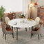 Champale Extendable Round Stone Top Metal Base Dining Table-1657638858