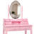 Pink Vanity Desk Set With Mirror And Lights, 4-Drawer Wooden Makeup Table And Cushioned Stool, Dressing Table For ' Bedroom | Gift Idea-1193515872